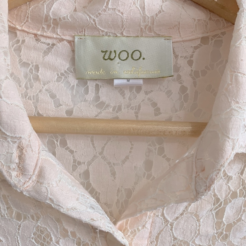 Vintage Women’s Elegant Cream Lace button down Shirts size M - Picture 4 of 4